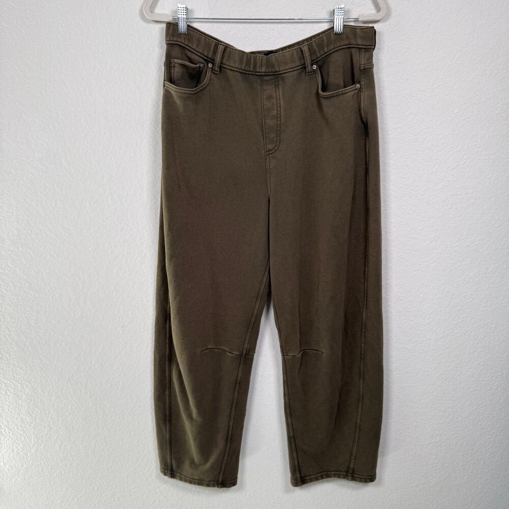 Gap Womens Heavyweight French Terry Barrel Sweatpants Size M Black Moss Green